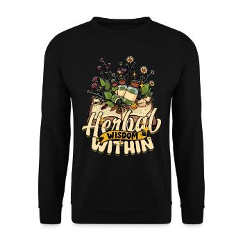 Apotheker Kräutersammler Herbal Wisdom Within - Unisex Pullover - Schwarz - Vorne - Alina (178cm) & Michal (187cm)