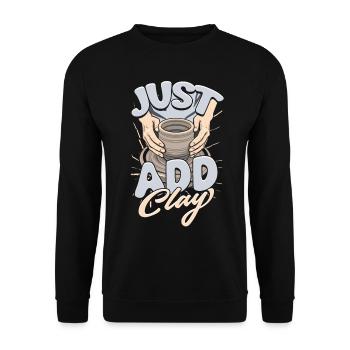Poterie Poterie Poterie Il suffit d’ajouter de l’argile - Sweat-shirt Unisexe - noir - Devant - Alina (178cm) & Michal (187cm)