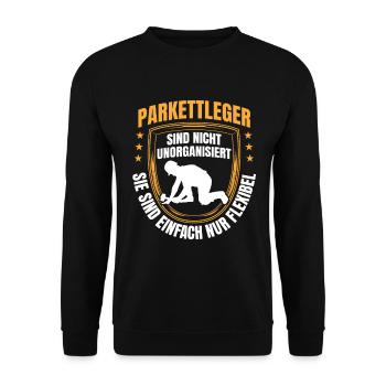 Parkettleger sind flexibel Fliesenleger - Unisex Pullover - Schwarz - Vorne - Alina (178cm) & Michal (187cm)