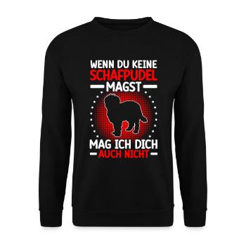 Schafpudel mag dich auch nicht Hütepudel - Unisex Pullover - Schwarz - Vorne - Alina (178cm) & Michal (187cm)