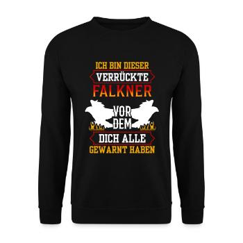Dieser verrückte Falkner Beizjagd Falknerei - Unisex Pullover - Schwarz - Vorne - Alina (178cm) & Michal (187cm)