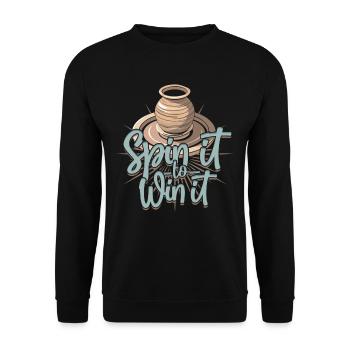 Pottery Pottery Pottery Spin It To Win It - Unisex Sweatshirt - black - Front - Alina (178cm) & Michal (187cm)