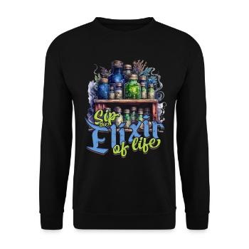 Pharmacist Herb Collector Sip The Elixir Of Life - Unisex Sweatshirt - black - Front - Alina (178cm) & Michal (187cm)