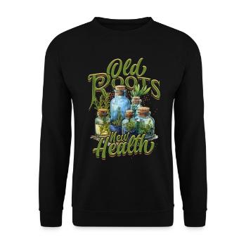 Apotheker Kräutersammler Old Roots New Health - Unisex Pullover - Schwarz - Vorne - Alina (178cm) & Michal (187cm)