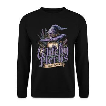 Apotheker Kräutersammler Witchy Herbs Dark Magic - Unisex Pullover - Schwarz - Vorne - Alina (178cm) & Michal (187cm)