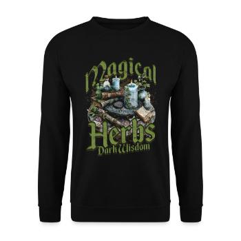 Apotheker Kräutersammler Magical Herbs Dark Wisdom - Unisex Pullover - Schwarz - Vorne - Alina (178cm) & Michal (187cm)