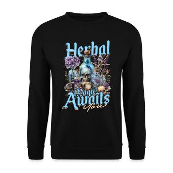 Apotheker Kräutersammler Herbal magic Awaits You - Unisex Pullover - Schwarz - Vorne - Alina (178cm) & Michal (187cm)