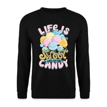Zuckerwatte Life Is Sweet Like Cotton Candy - Unisex Pullover - Schwarz - Vorne - Alina (178cm) & Michal (187cm)