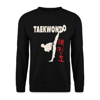 Techniques de maîtrise du taekwondo et coups de pied d’arts martiaux - Sweat-shirt Unisexe - noir - Devant - Alina (178cm) & Michal (187cm)
