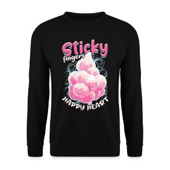 Cotton Candy Sticky Fingers Happy Heart - Unisex Sweatshirt - black - Front - Alina (178cm) & Michal (187cm)