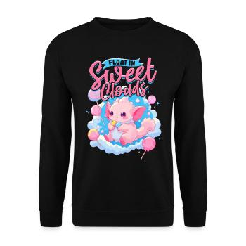 Barbe à papa flotter dans de doux nuages - Sweat-shirt Unisexe - noir - Devant - Alina (178cm) & Michal (187cm)