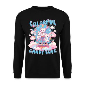 Cotton Candy Colorful Candy Love - Unisex Sweatshirt - black - Front - Alina (178cm) & Michal (187cm)