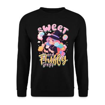Barbe à papa Jours Sucrés Et Moelleux - Sweat-shirt Unisexe - noir - Devant - Alina (178cm) & Michal (187cm)