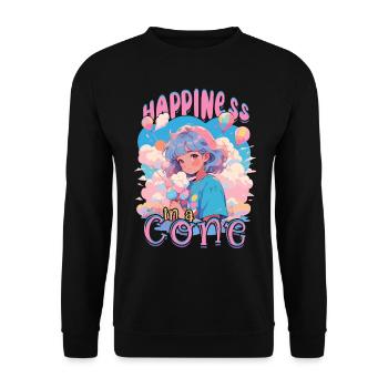 Cotton Candy Happiness In A Cone - Unisex Sweatshirt - black - Front - Alina (178cm) & Michal (187cm)