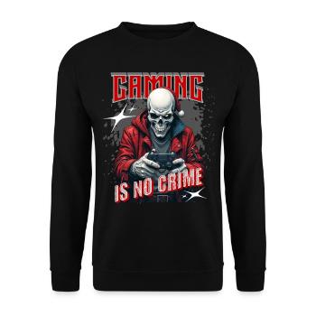 Gaming Ist Kein Verbrechen – Gamer Statement für - Unisex Pullover - Schwarz - Vorne - Alina (178cm) & Michal (187cm)