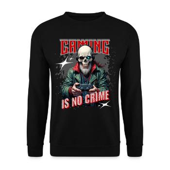 Gaming Ist Kein Verbrechen – Gamer Statement für - Unisex Pullover - Schwarz - Vorne - Alina (178cm) & Michal (187cm)