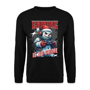 Gaming Ist Kein Verbrechen – Gamer Statement für - Unisex Pullover - Schwarz - Vorne - Alina (178cm) & Michal (187cm)