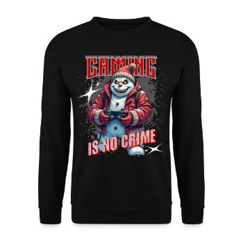 Gaming Ist Kein Verbrechen – Gamer Statement für - Unisex Pullover - Schwarz - Vorne - Alina (178cm) & Michal (187cm)