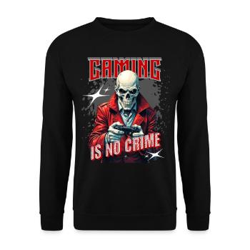 Gaming Ist Kein Verbrechen – Gamer Statement für - Unisex Pullover - Schwarz - Vorne - Alina (178cm) & Michal (187cm)