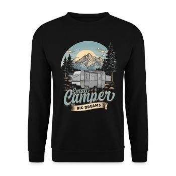 Pop Up Camper Folding Caravan Small Camper Big Dreams - Unisex Sweatshirt - black - Front - Alina (178cm) & Michal (187cm)