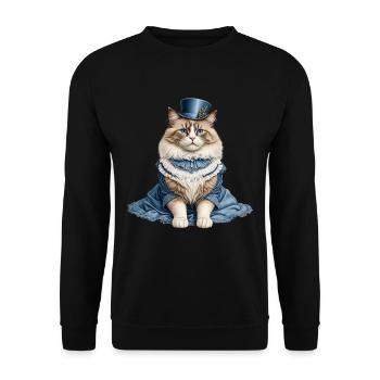 Schöne Katzendame - Unisex Pullover - Schwarz - Vorne - Alina (178cm) & Michal (187cm)