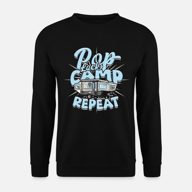 Pop Up Camper Faltcaravan Pop Lock Camp Repeat - Unisex Pullover - Schwarz