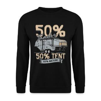 Pop Up Camper Faltcaravan - Unisex Pullover - Schwarz - Vorne - Alina (178cm) & Michal (187cm)