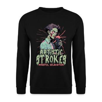 ASMR Flüstern Artistic Strokes Mindful Relaxation - Unisex Pullover - Schwarz - Vorne - Alina (178cm) & Michal (187cm)