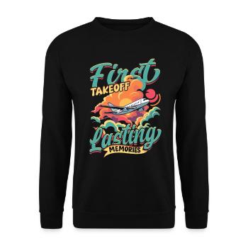 Premier vol Vol en avion - Sweat-shirt Unisexe - noir - Devant - Alina (178cm) & Michal (187cm)