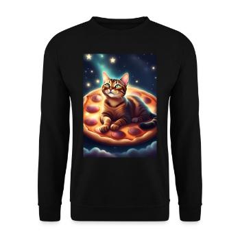 Pizza cat - Unisex Sweatshirt - black - Front - Alina (178cm) & Michal (187cm)