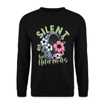 Malentendant Perte auditive Silencieux mais hilarant - Sweat-shirt Unisexe - noir - Devant - Alina (178cm) & Michal (187cm)