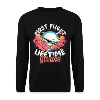 First Flight Airplane Flight First Flight - Unisex Sweatshirt - black - Front - Alina (178cm) & Michal (187cm)