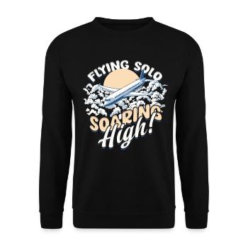 First Solo Flight Pilot Flying Solo Soaring High - Unisex Sweatshirt - black - Front - Alina (178cm) & Michal (187cm)