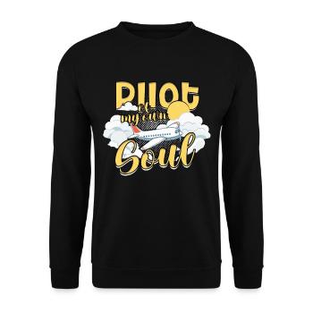 First solo flight pilot - Unisex Sweatshirt - black - Front - Alina (178cm) & Michal (187cm)