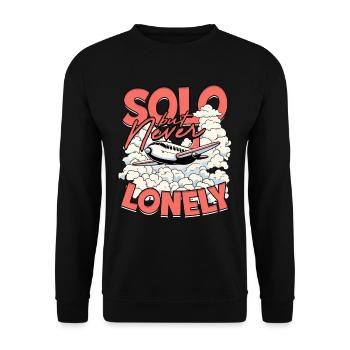 First Solo Flight Pilot Solo But Never Lonely - Unisex Sweatshirt - black - Front - Alina (178cm) & Michal (187cm)