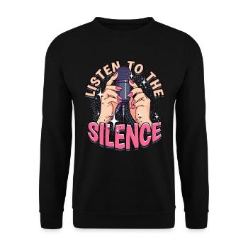 ASMR Whisper Listen to the Silence - Unisex Sweatshirt - black - Front - Alina (178cm) & Michal (187cm)