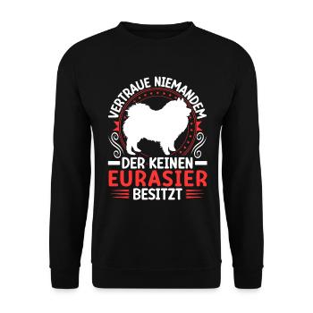 Je possède un Spitz eurasien Eurasier - Sweat-shirt Unisexe - noir - Devant - Alina (178cm) & Michal (187cm)