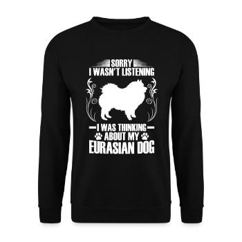 Eurasier ich habe nachgedacht Eurasian Spitz - Unisex Pullover - Schwarz - Vorne - Alina (178cm) & Michal (187cm)
