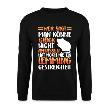 Lemming Petting Vole Lemming - Unisex Sweatshirt - black - Front - Alina (178cm) & Michal (187cm)