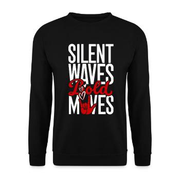 Perte auditive Perte auditive soudaine Ondes silencieuses Mouvements audacieux - Sweat-shirt Unisexe - noir - Devant - Alina (178cm) & Michal (187cm)