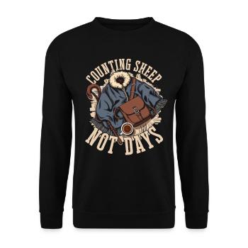 Schafhirte Schäferei Counting Sheep, Not Days - Unisex Pullover - Schwarz - Vorne - Alina (178cm) & Michal (187cm)