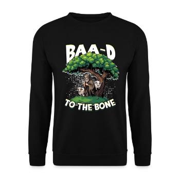 Schafhirte Schäferei Schafe Baa-d to the Bone - Unisex Pullover - Schwarz - Vorne - Alina (178cm) & Michal (187cm)
