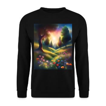 Wunderbares Waldgrafikdesign - Unisex Pullover - Schwarz - Vorne - Alina (178cm) & Michal (187cm)