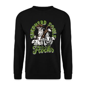 Schafhirte Schäferei Shepherd Souls Lead Flocks - Unisex Pullover - Schwarz - Vorne - Alina (178cm) & Michal (187cm)