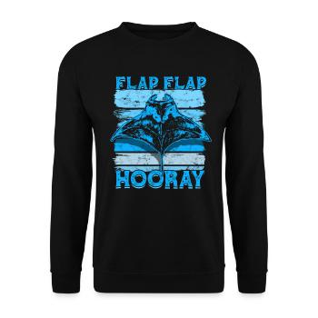 Manta Ray Stingray Flap Flap Hooray - Unisex Sweatshirt - black - Front - Alina (178cm) & Michal (187cm)