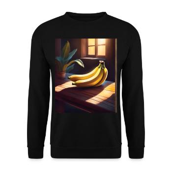 Leckere Bananen auf dem Tisch - Unisex Pullover - Schwarz - Vorne - Alina (178cm) & Michal (187cm)