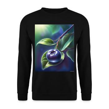 Schöne Heidelbeere auf einem Blatt - Unisex Pullover - Schwarz - Vorne - Alina (178cm) & Michal (187cm)
