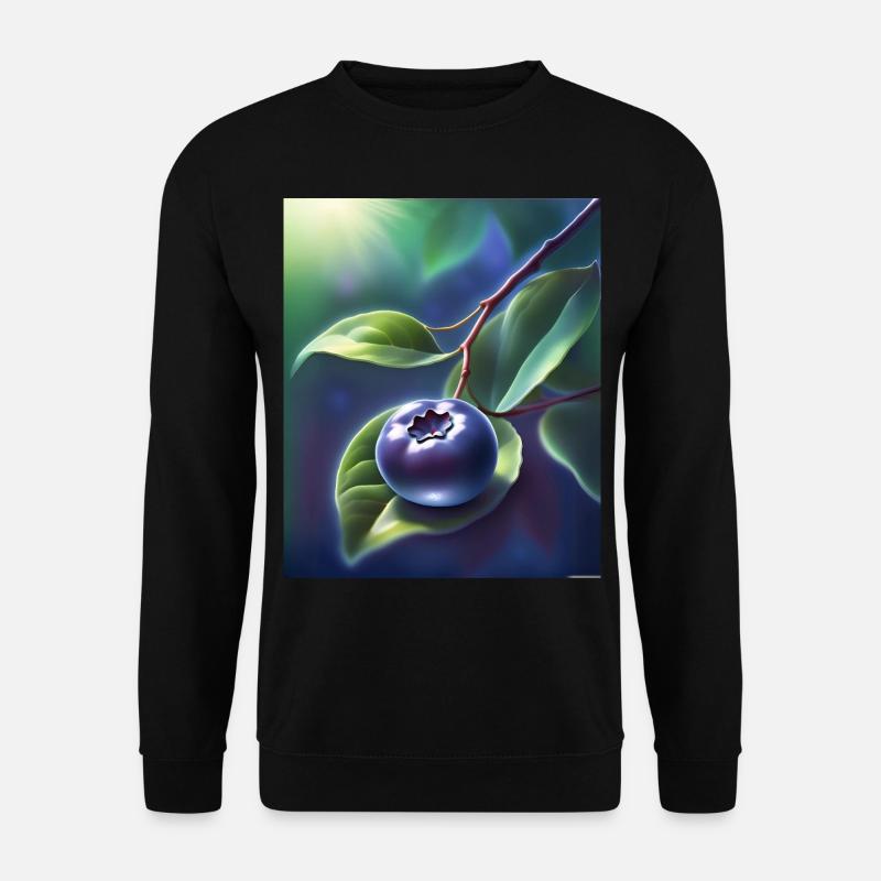 Beautiful blueberry on a leaf - Unisex Sweatshirt - black