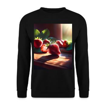 Ich liebe Erdbeeren - Unisex Pullover - Schwarz - Vorne - Alina (178cm) & Michal (187cm)