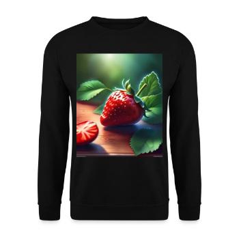 Red juicy strawberry - Unisex Sweatshirt - black - Front - Alina (178cm) & Michal (187cm)
